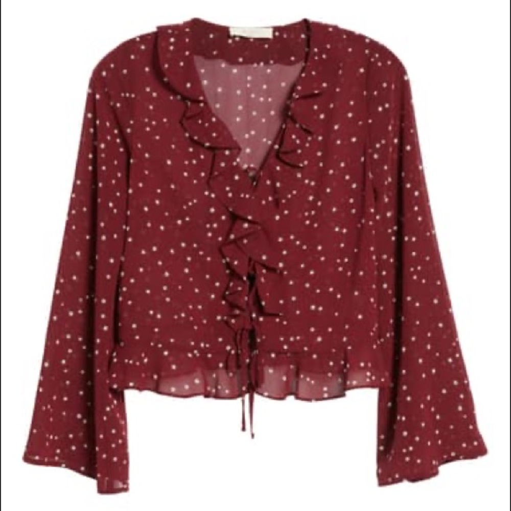Elodie Star Print Ruffle Lace-Up Top